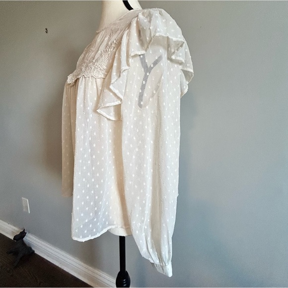 Romantic ZARA Women's  Sheer Ruffle Swiss Dot Top XS - Picture 7 of 10